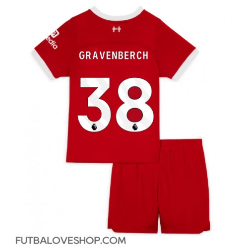 Dres Liverpool Ryan Gravenberch #38 Domáci pre deti 2023-24 Krátky Rukáv (+ trenírky)